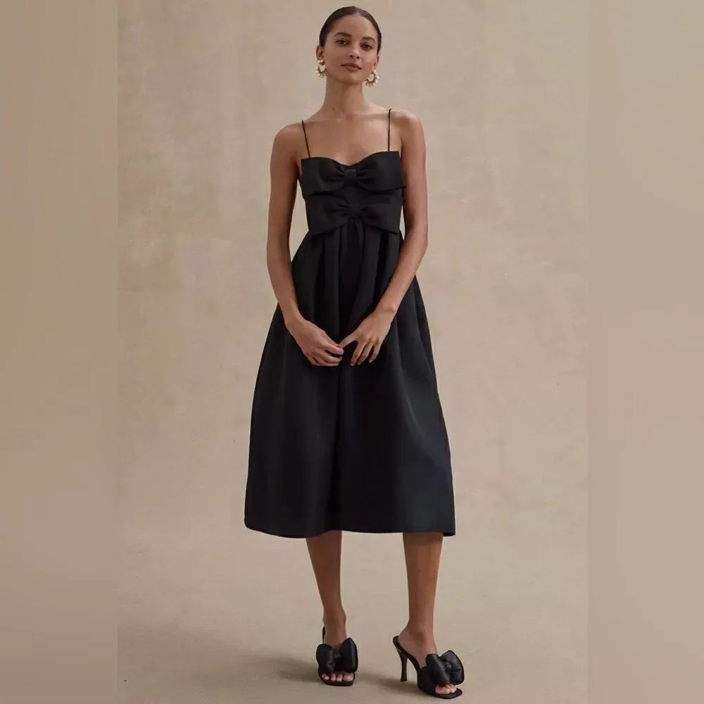 NWT Sachin & Babi Sloane Taffeta Double-Bow Pleated
Midi Dress Size 6